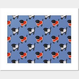 Two Dogs Christmas Winter Sweater Pattern Posters and Art